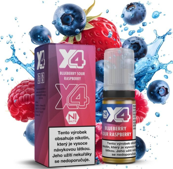 X4 Bar Juice Salt liquid - Borůvka a malina (Blue Sour Raspberry) 10ml - 10mg