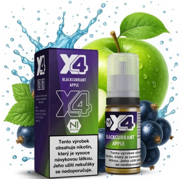 X4 Bar Juice Salt liquid - Černý rybíz a jablko (Blackcurrant Apple) 10ml - 10mg