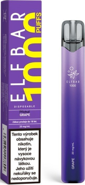 Elf Bar 1000 jednorázová elektronická cigareta 20mg Grape CZ