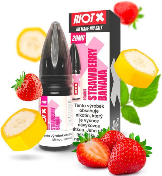 Riot X Salt liquid Strawberry Banana (Jahoda a banán) 10ml-20mg