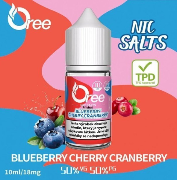 Oree SALT liquid Blueberry cherry cranberry - Borůvka třešeň brusinka 10ml - 18mg