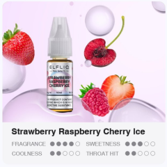 ELFLIQ Nic SALT liquid Strawberry Raspberry Cherry Ice 10ml - 10mg